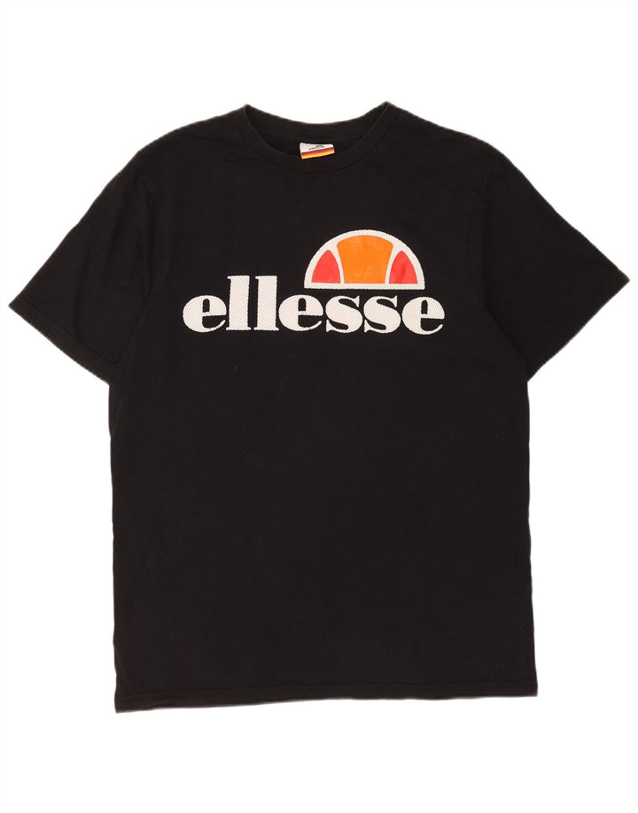 Ellesse Herren-Grafik-T-Shirt-Oberteil aus mittelschwarzer Baumwolle
