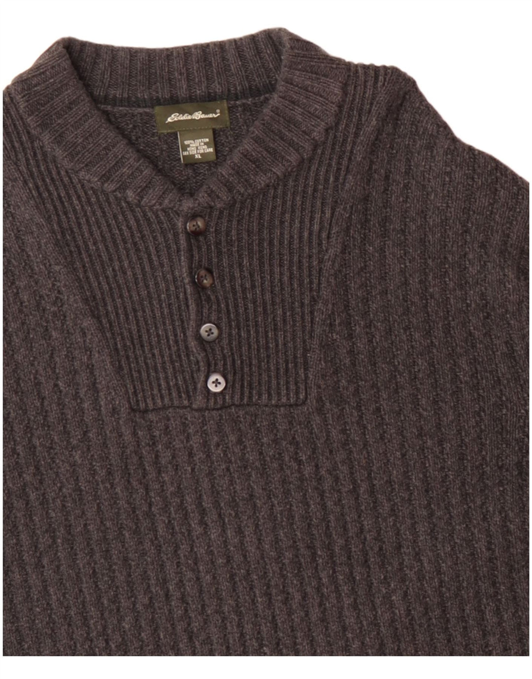 EDDIE BAUER Herren-Pullover mit Rundhalsausschnitt, XL, graue Baumwolle