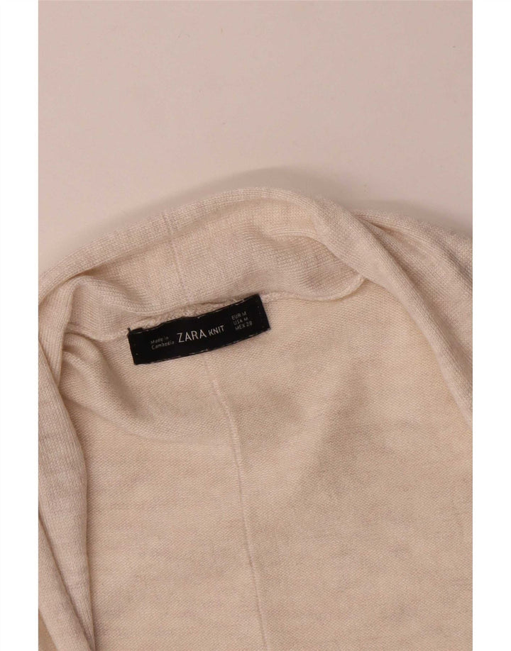 Zara Damen Longline Open Cardigan Pullover UK 12 Medium Beige Flecked