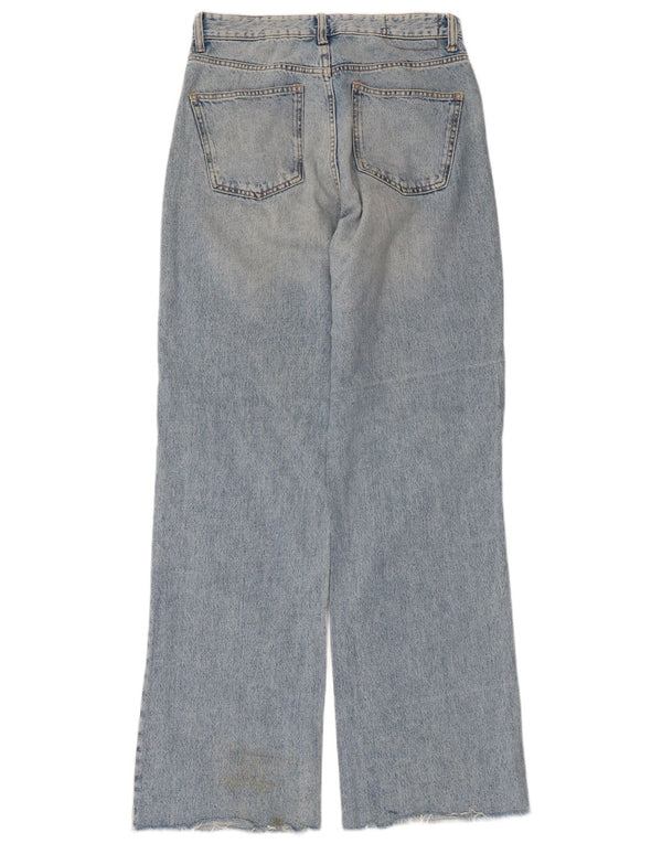 Zara Damen Distressed Jeans mit weitem Bein EU 40 Medium W30 L33 Blau
