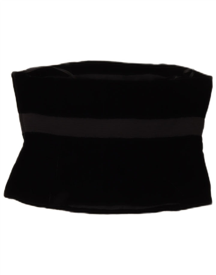 LAURA ASHLEY Damen Samt-Korsett-Top UK 14 Mittelschwarze Viskose