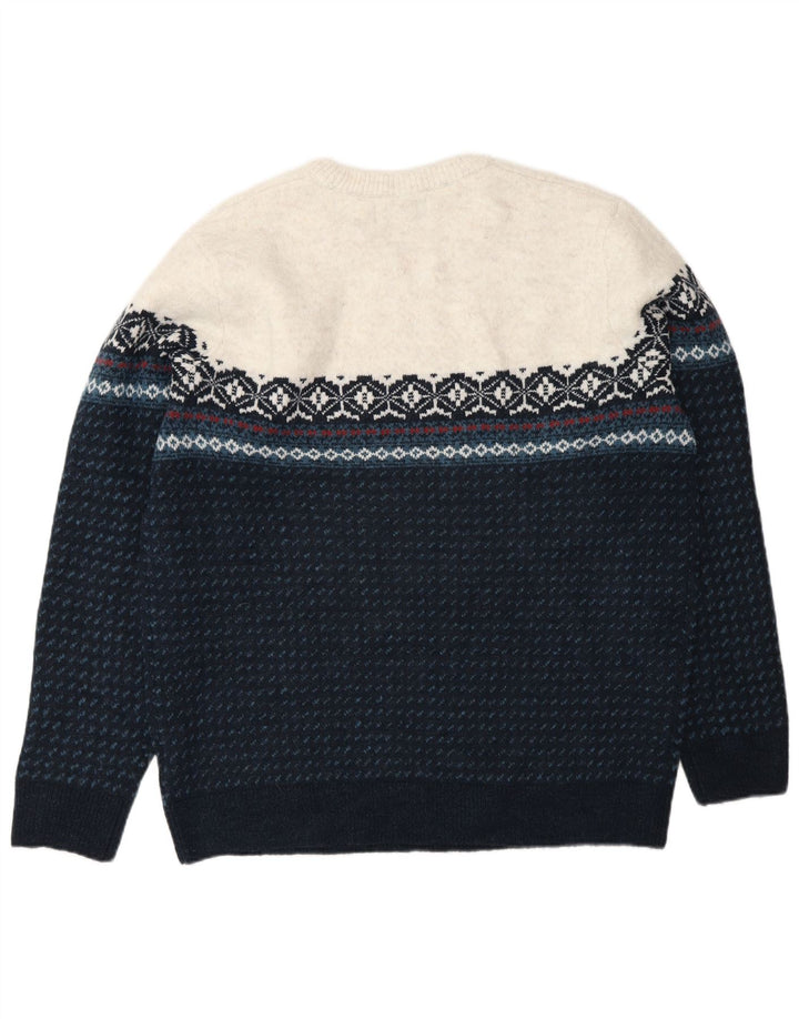 Marks & Spencer Herren-Pullover mit Rundhalsausschnitt, Größe L, Türkis, Fair Isle