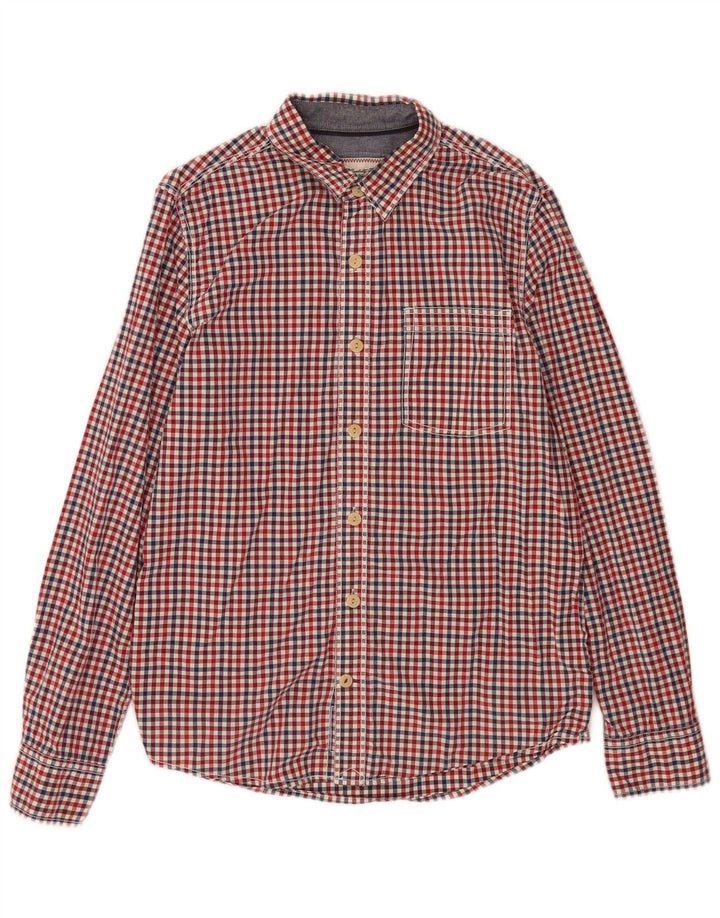 Fat Face Herren-Hemd, klein, rot, Gingham-Baumwolle