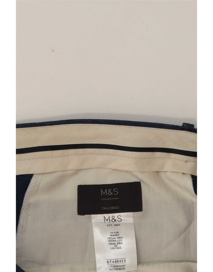 Marks & Spencer Herren-Anzughose mit maßgeschneiderter Passform, W40, L29, Blau, klassisch
