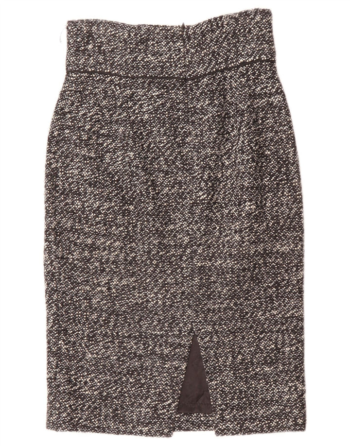 Zara Damen Bleistiftrock Small W26 Schwarz geflecktes Acryl