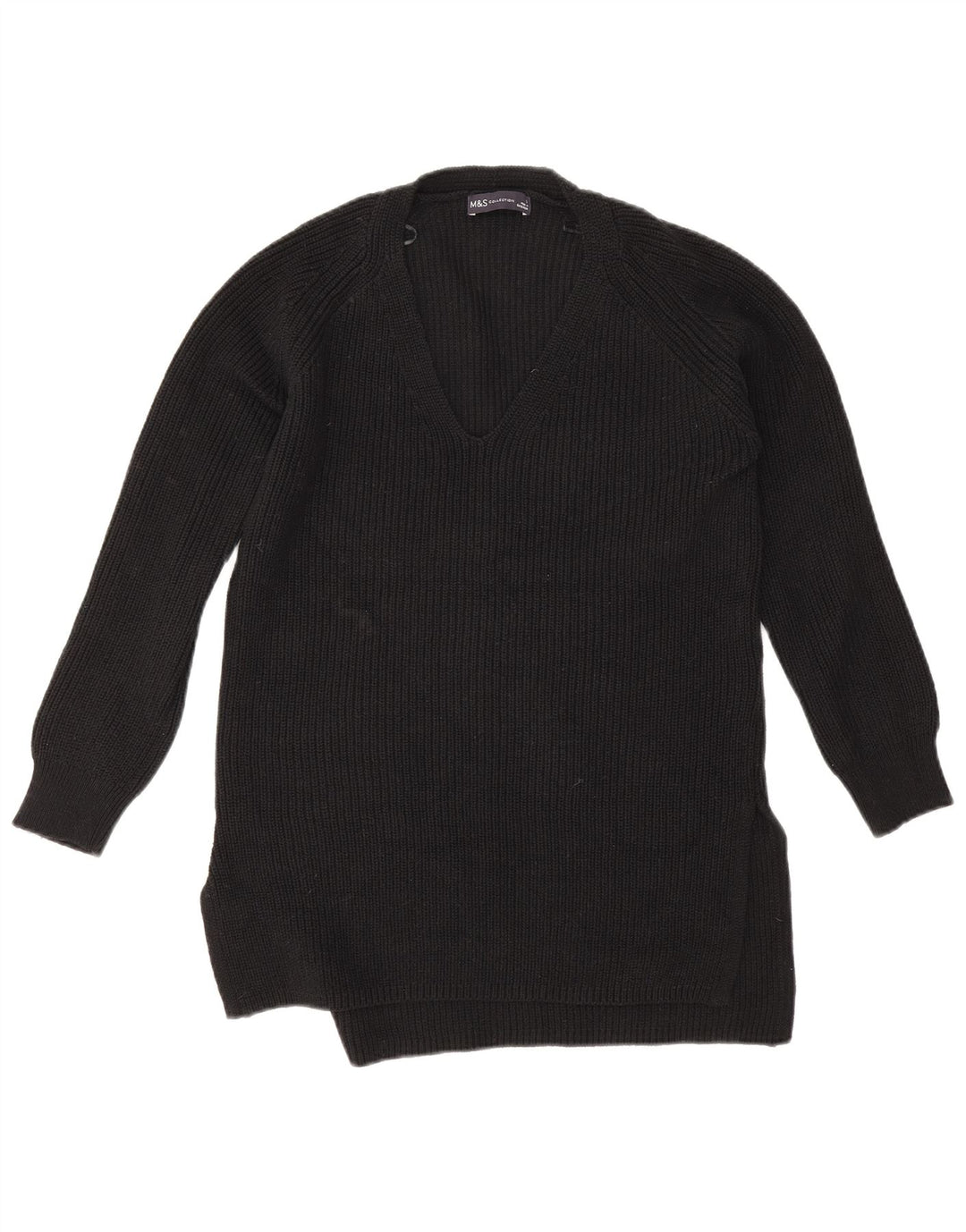 Marks & Spencer Damen-Pullover, übergroß, V-Ausschnitt, Gr. 10, Größe S, Schwarz