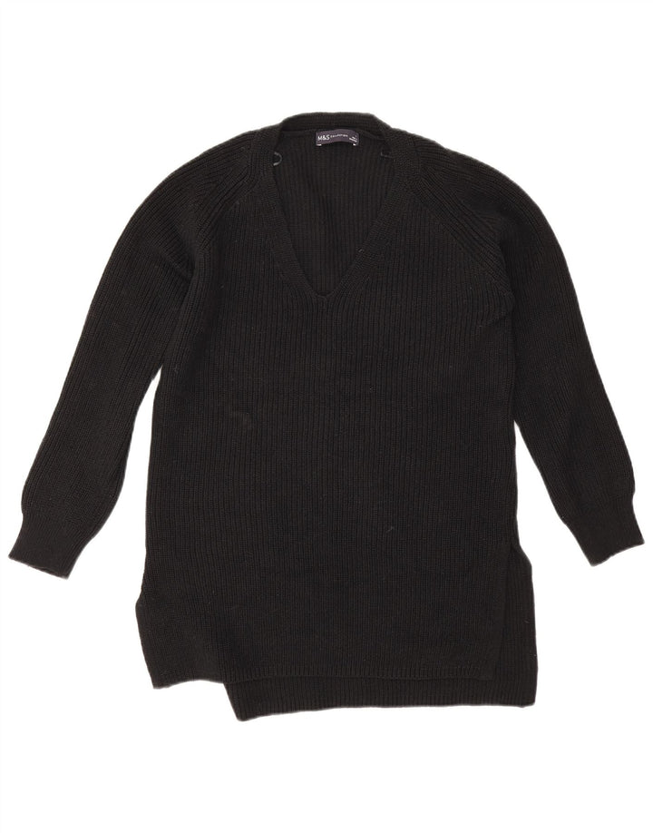 Marks & Spencer Damen-Pullover, übergroß, V-Ausschnitt, Gr. 10, Größe S, Schwarz