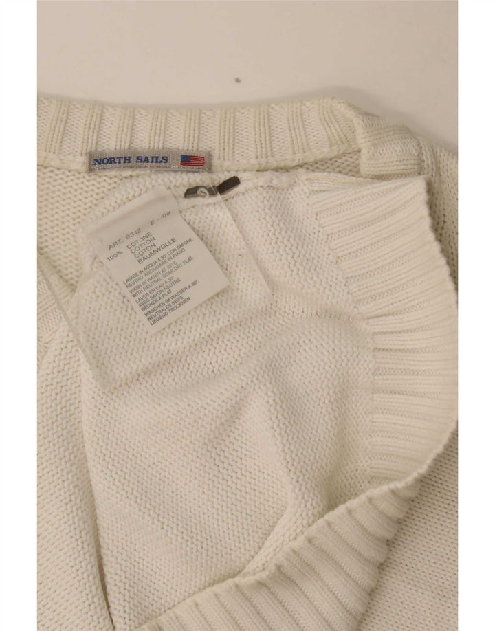 North Sails Herren-Pullover mit V-Ausschnitt aus mittelweißer Baumwolle