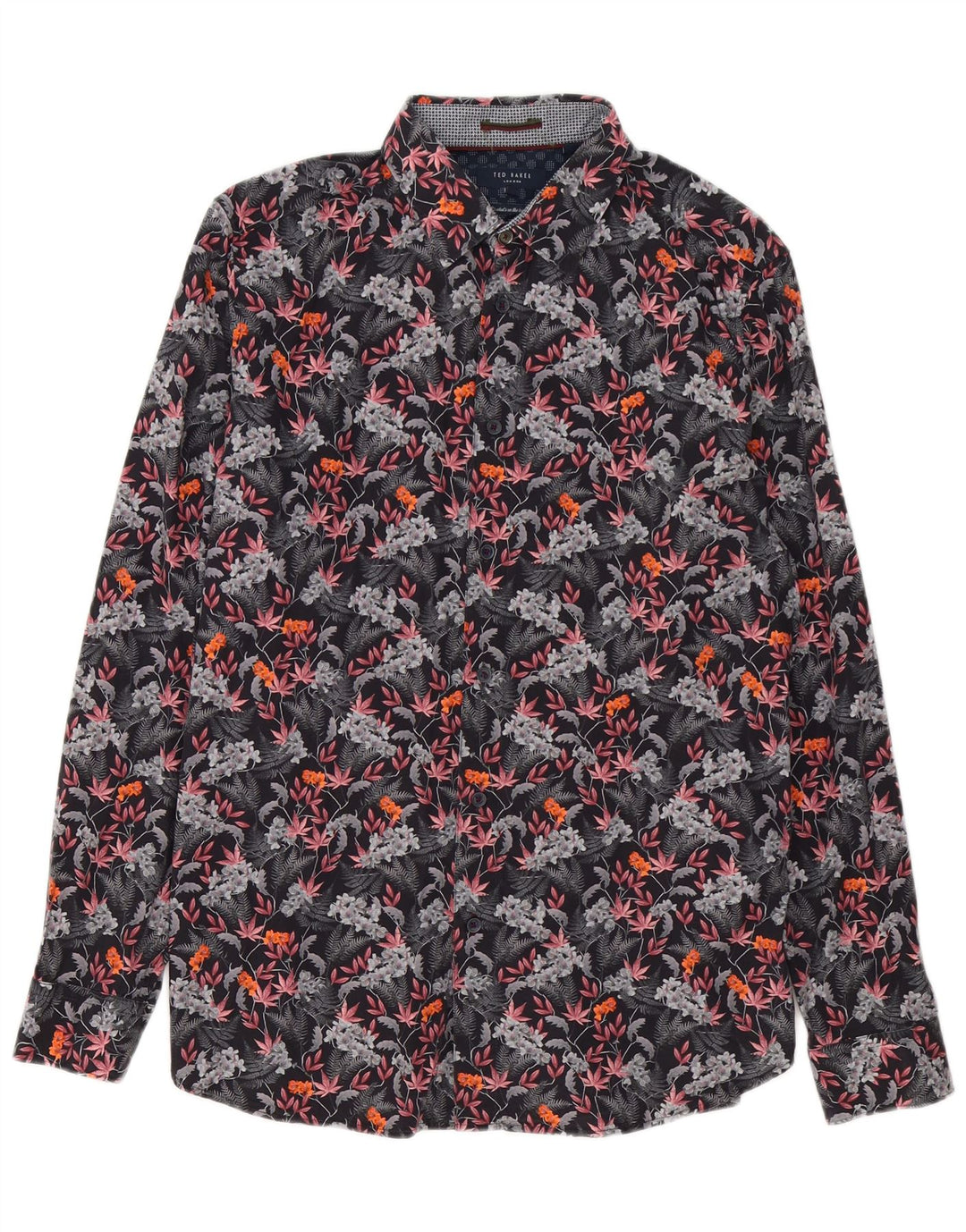 Ted Baker Herrenhemd, Größe 4, groß, mehrfarbig, Blumenmuster, Baumwolle