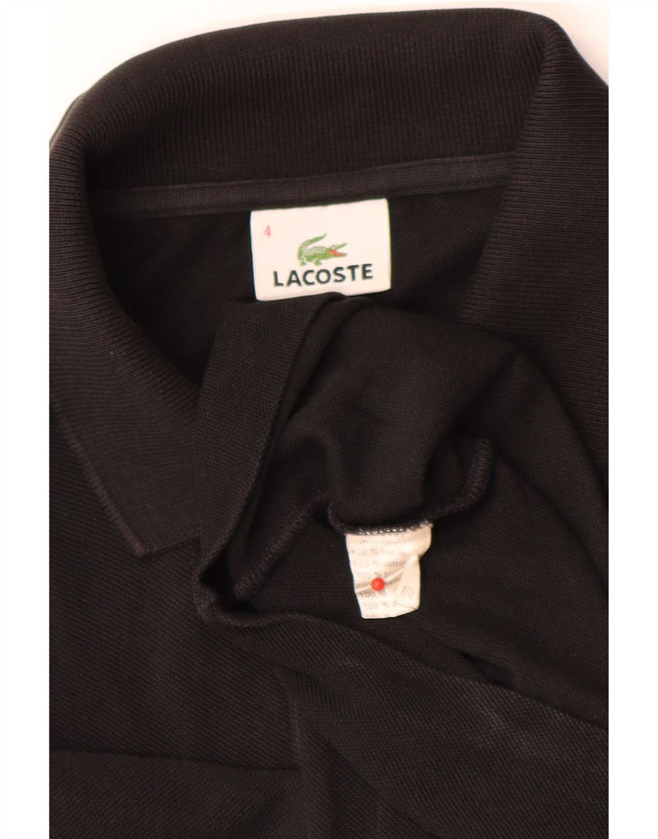 Lacoste Herren-Langarm-Poloshirt mit normaler Passform, Größe 4, mittelschwarz, Baumwolle