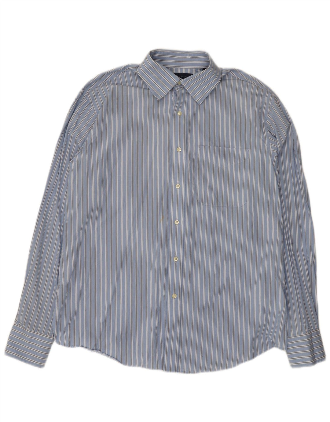 Tommy Hilfiger Herrenhemd, Größe 16, groß, blau gestreift, Baumwolle