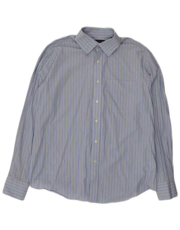 Tommy Hilfiger Herrenhemd, Größe 16, groß, blau gestreift, Baumwolle
