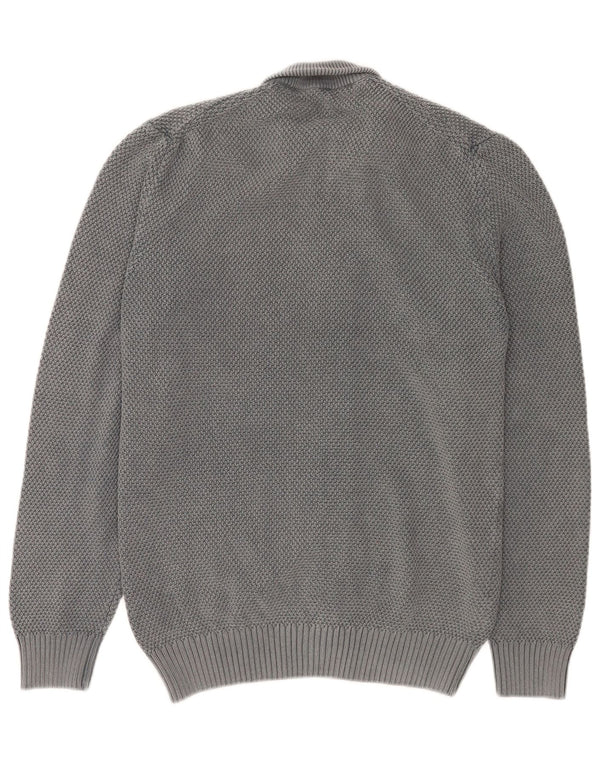 Trussardi Jeans Herren-Strickjacke aus mittelgrauer Baumwolle