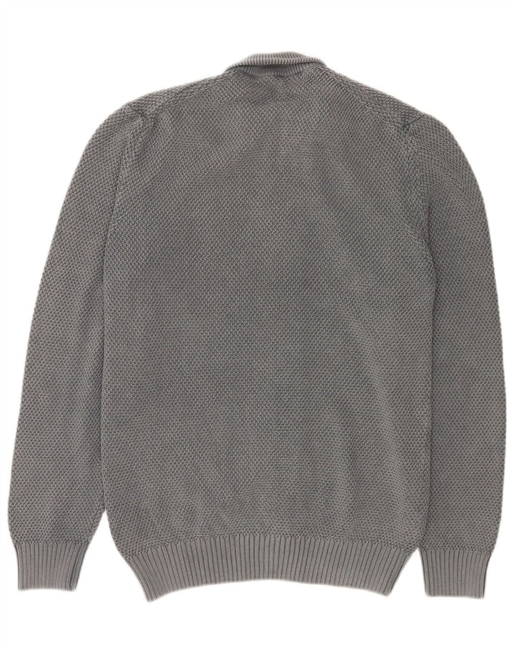 Trussardi Jeans Herren-Strickjacke aus mittelgrauer Baumwolle