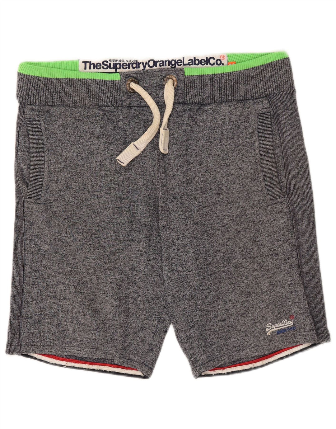 Superdry Herren-Sportshorts mit schmaler Passform, mittelgrau gesprenkelte Baumwolle