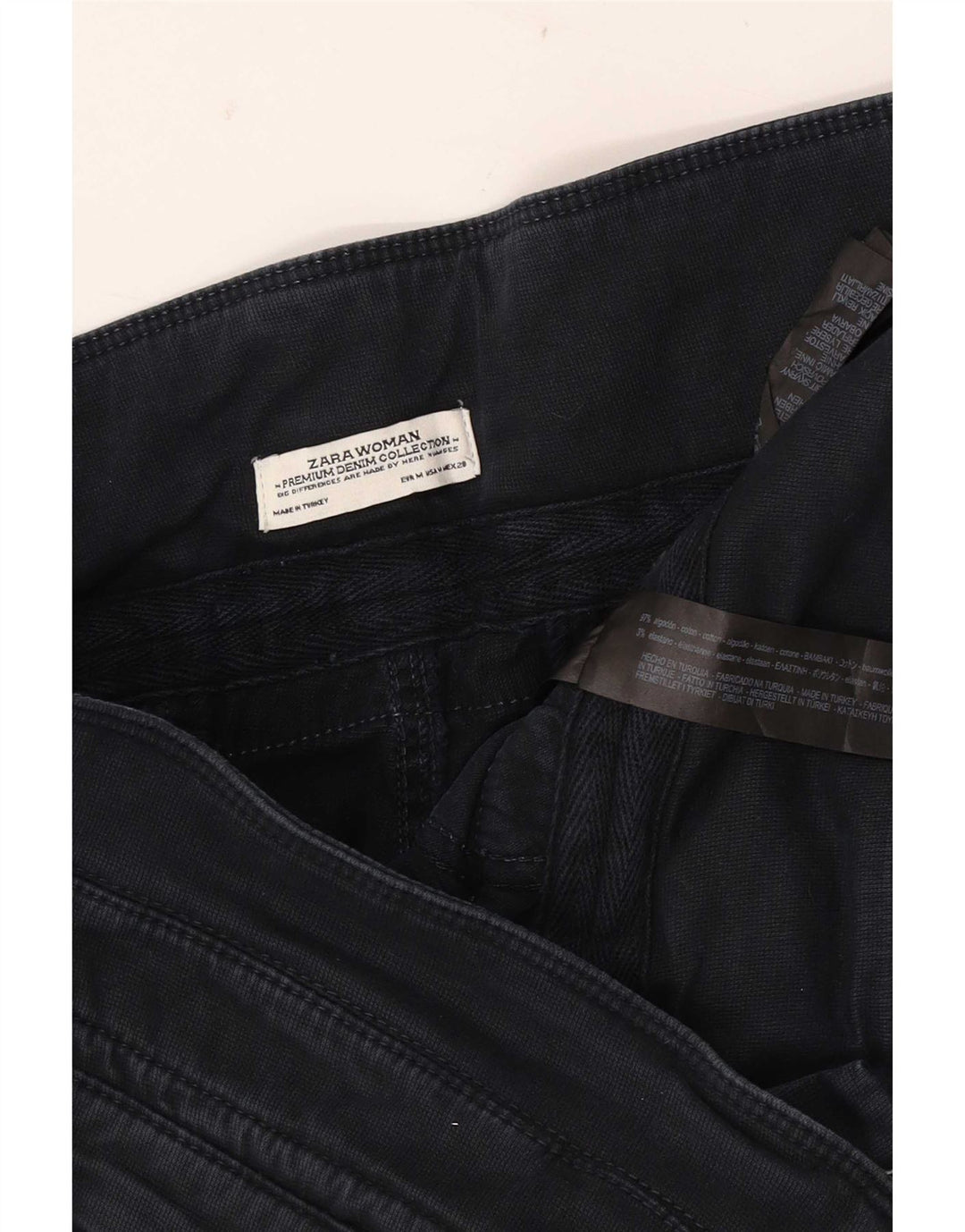 Zara Damen Cargo-Hose mit kurzem Schnitt, Größe M, W28, L25, Marineblau, Baumwolle