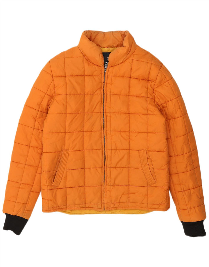 Wattierte Jacke für Herren von Zara, UK 38, Mittelorange, Farbblock-Polyester