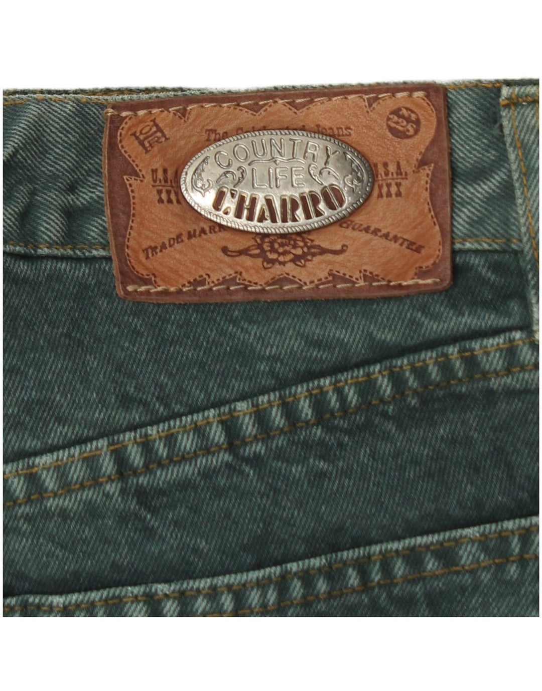 EL CHARRO Damen Straight Jeans W31 L31 Grüne Baumwolle