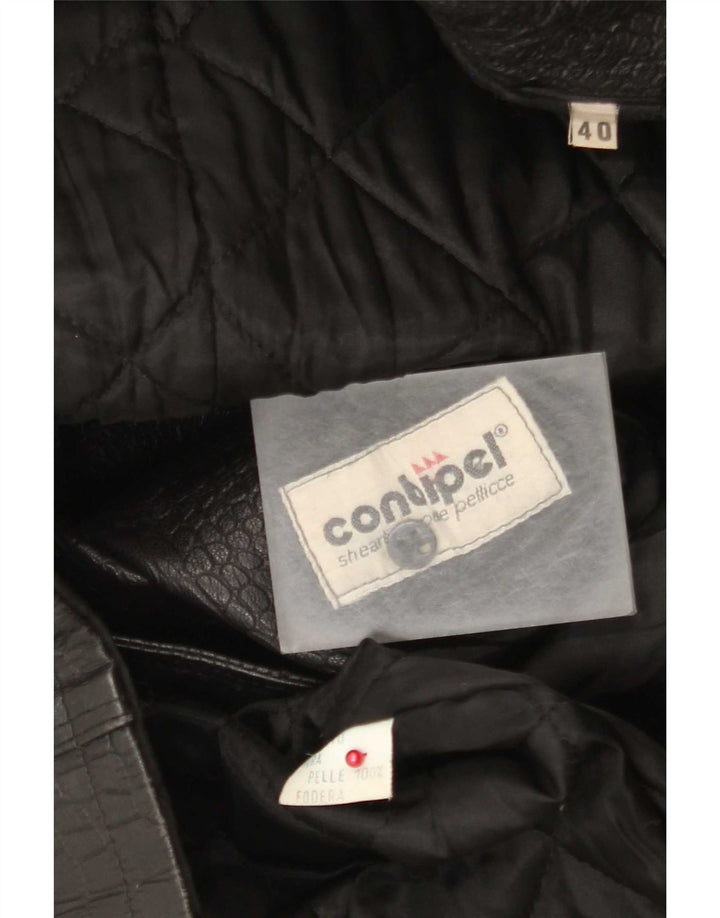 Conbipel Damen Zweireihiger Mantel IT 40 Kleiner schwarzer Tierdruck