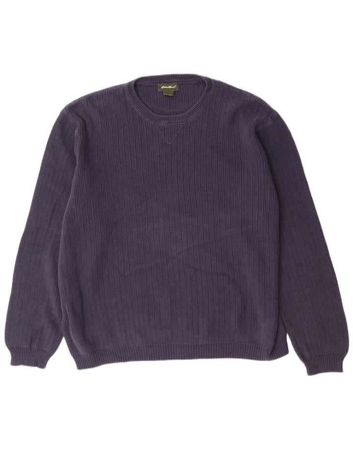 EDDIE BAUER Herren-Pullover mit Rundhalsausschnitt, XL, marineblaue Baumwolle