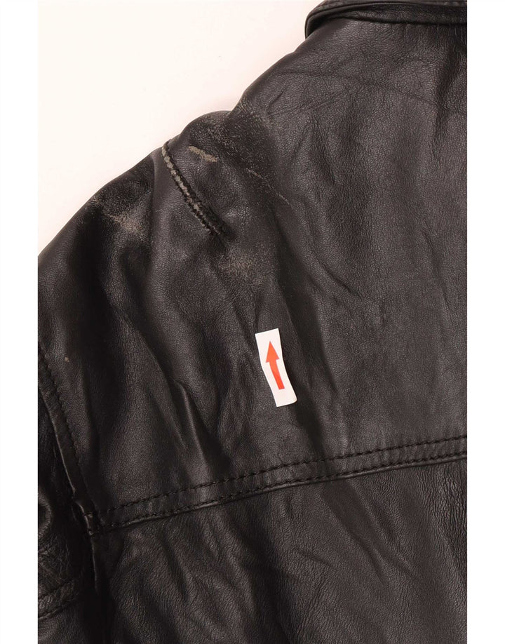 Selected Herren Leder Bomberjacke UK 40 Large Schwarz