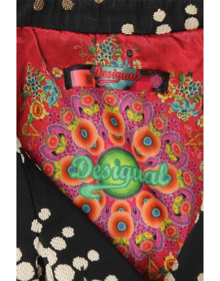 Desigual Damen Mantel EU 42 Großes schwarzes Blumenacryl