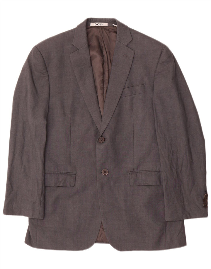 Dkny Herren-Blazer mit 2 Knöpfen, UK 37, kleine graue Wolle