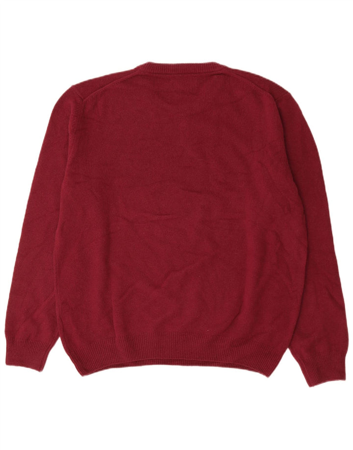 Marlboro Classics Herren-Pullover mit Rundhalsausschnitt, 2XL, bordeauxrote Wolle