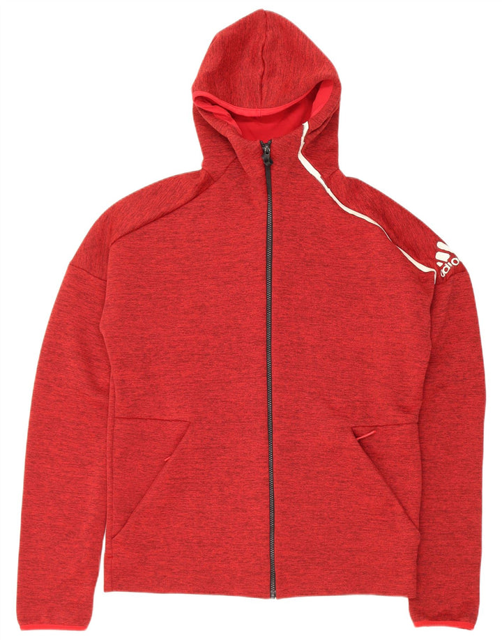Adidas Herren-Trainingsanzugoberteil aus mittelrot geflecktem Polyester