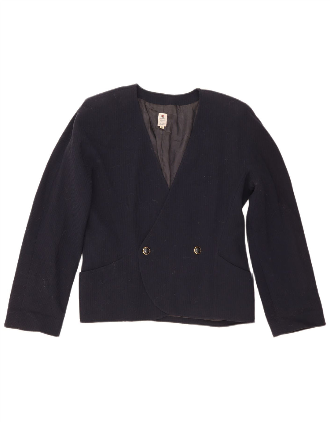 Ungaro Damen Zweireihige Blazerjacke IT 48 XL Marineblaue Wolle