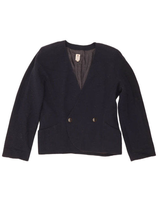Ungaro Damen Zweireihige Blazerjacke IT 48 XL Marineblaue Wolle