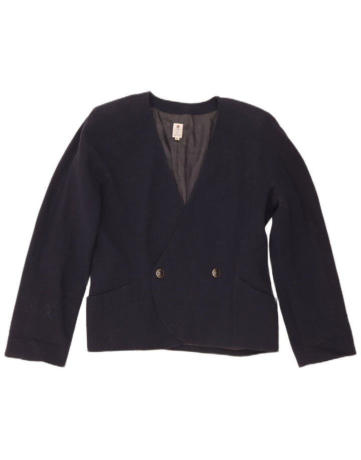 Ungaro Damen Zweireihige Blazerjacke IT 48 XL Marineblaue Wolle
