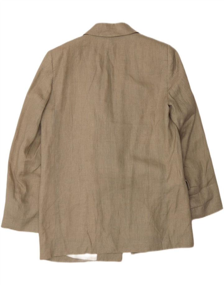 Offene Blazer-Jacke für Damen von Zara, UK 16, Größe L, Beige, Leinen