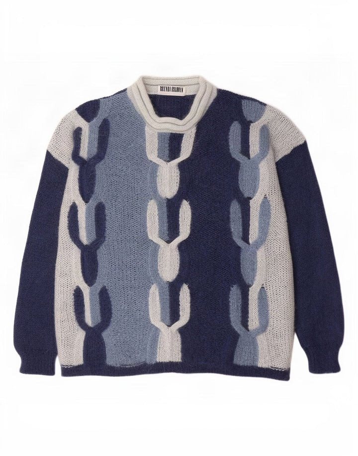Vintage Damen Rollkragenpullover IT 44 Medium Navy Blue