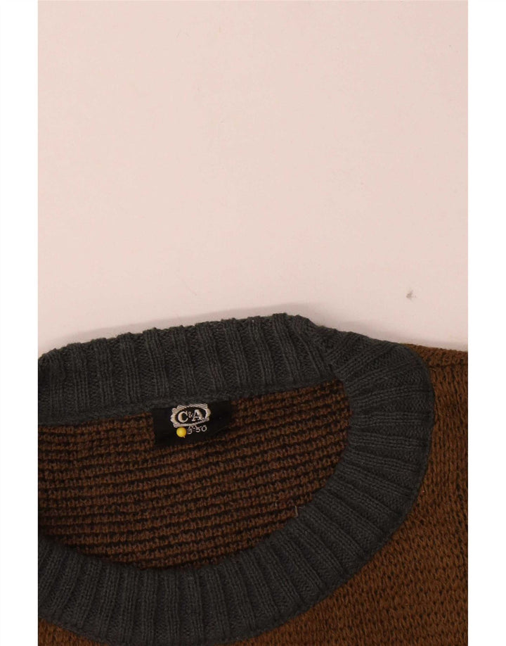 C&A Herren-Pullover mit Rundhalsausschnitt, EU 48/50, Mittelbraun, Farbblock