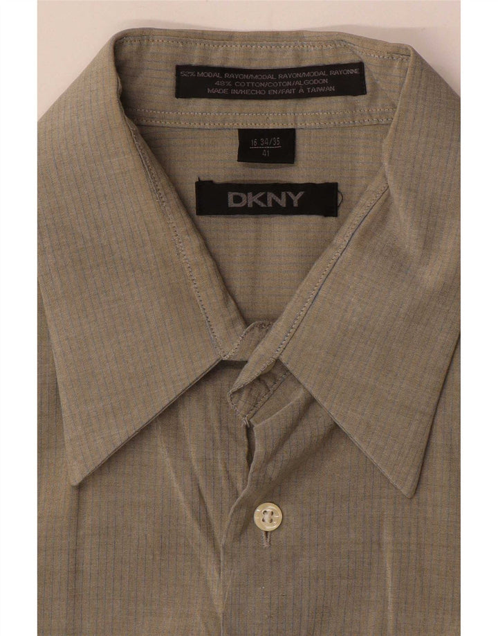 Dkny Herrenhemd, Größe 16 41, großes graues Nadelstreifen-Modal