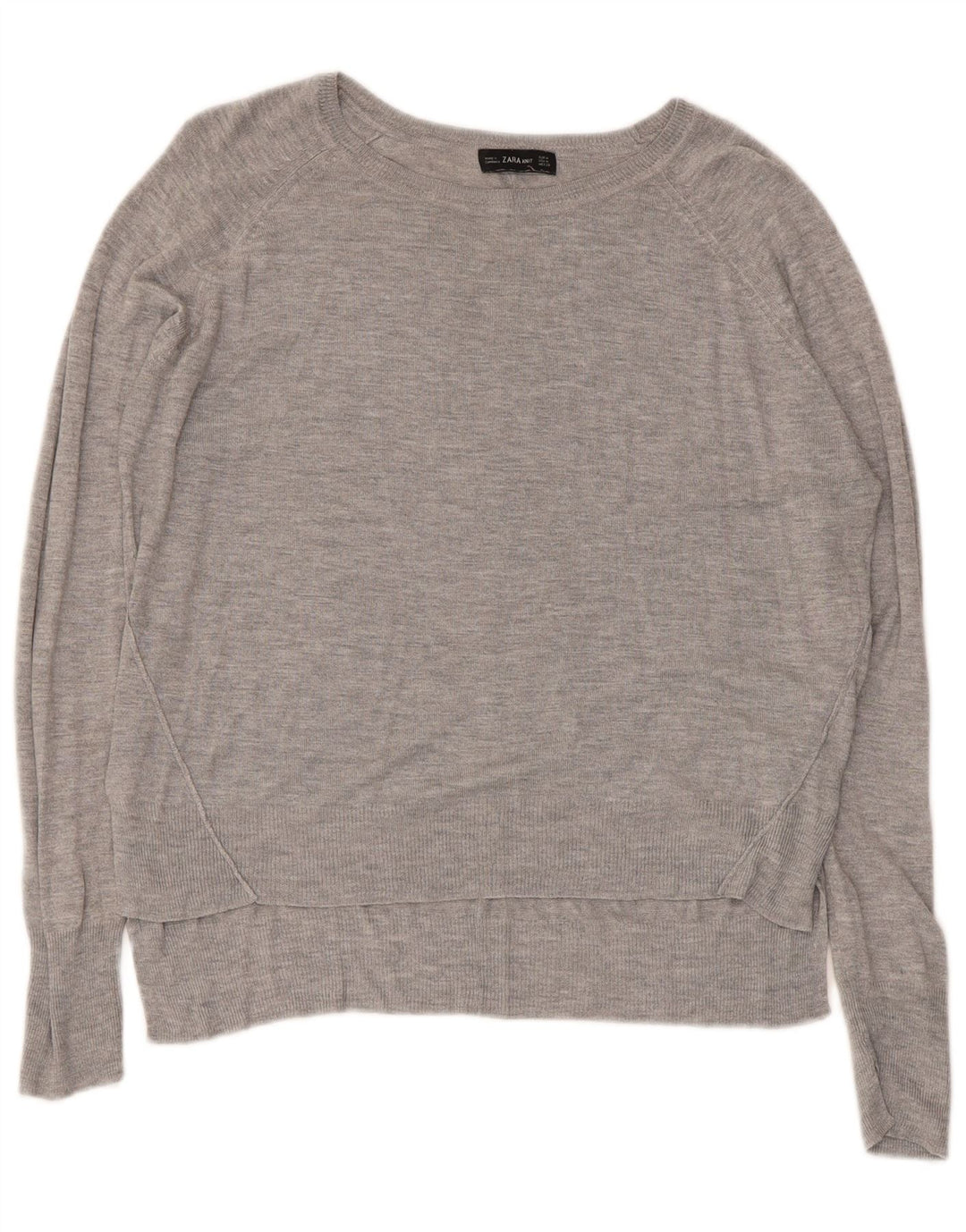 Zara Damen Crop Pullover mit U-Boot-Ausschnitt, UK 14, Mittelgrau