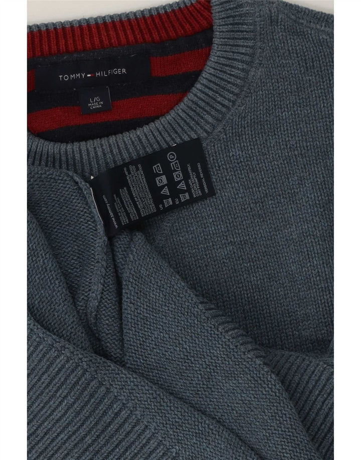 Tommy Hilfiger Herren-Pullover mit Rundhalsausschnitt, groß, aus blauer Baumwolle