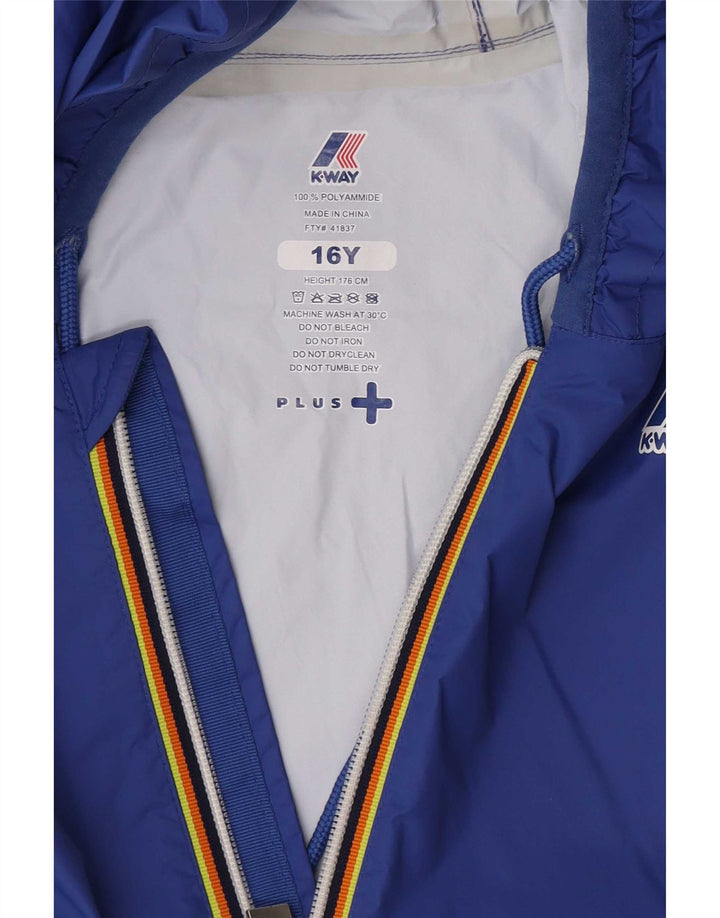 K-Way Jungen-Regenjacke mit Kapuze, 15–16 Jahre, blaues Polyamid