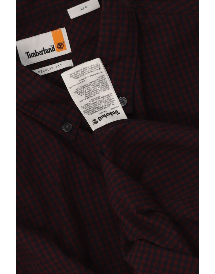 Timberland Herren-Hemd mit normaler Passform, groß, Burgunderrot, Gingham-Baumwolle