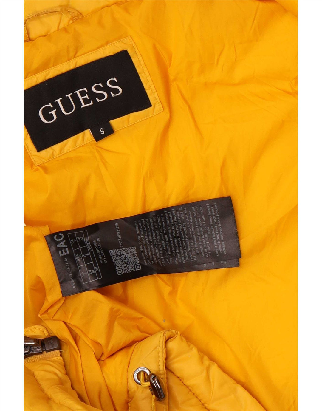 Guess gepolsterte Herrenjacke mit Kapuze, UK 36, kleines gelbes Nylon