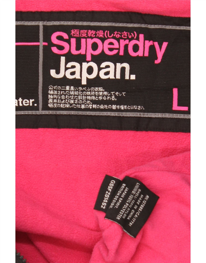 Superdry Damen-Windbreakerjacke mit Kapuze, UK 16, Größe L, schwarzes Nylon