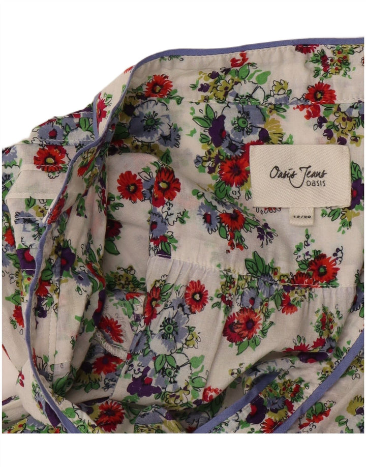 Oasis Damen A-Linien-Kleid UK 12 Mittelweiß geblümt
