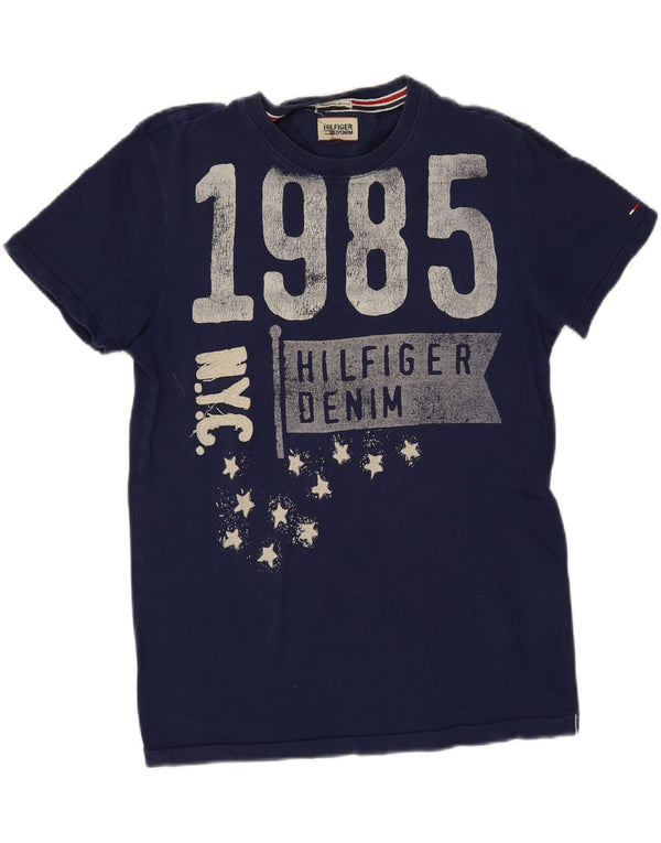 Tommy Hilfiger Herren-T-Shirt mit Grafik, Größe S, marineblau, Baumwolle