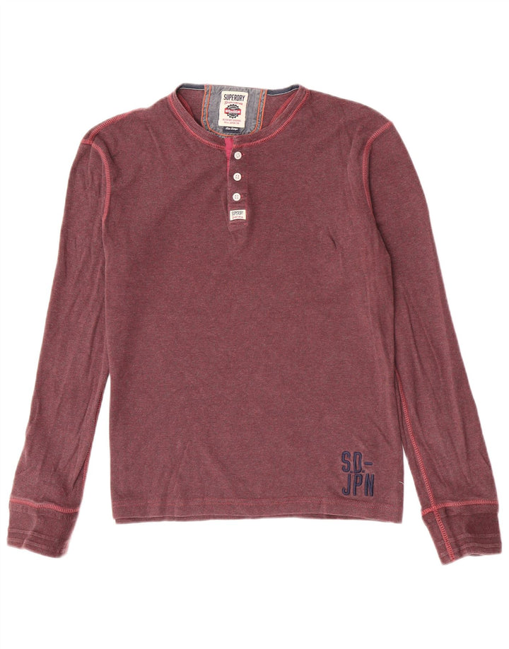 Superdry Herren Slim-Fit-Oberteil aus langärmliger, kastanienbrauner Baumwolle