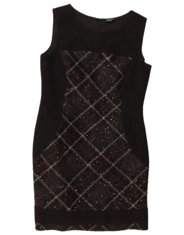 Marks & Spencer Damen Per Una Etuikleid UK 12 Mittelschwarz kariert