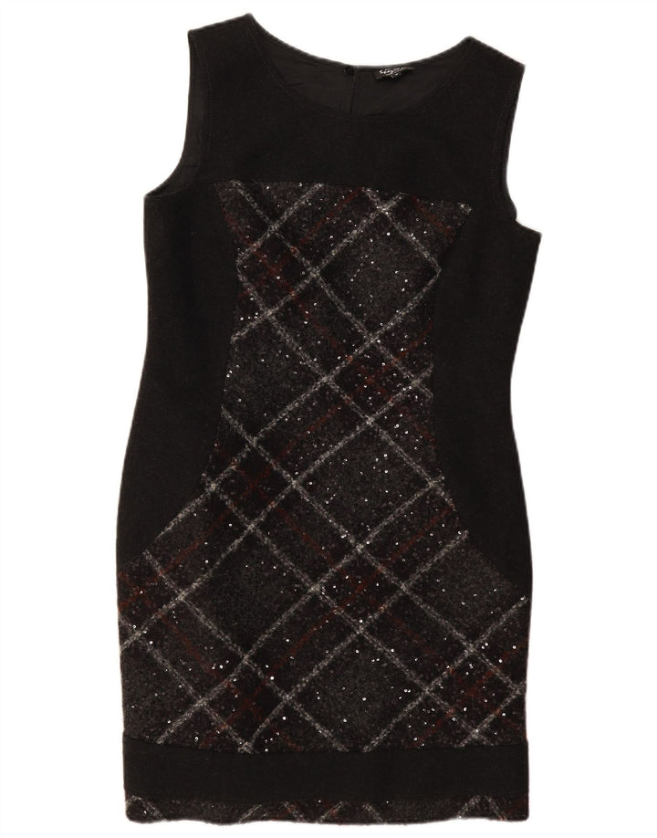 Marks & Spencer Damen Per Una Etuikleid UK 12 Mittelschwarz kariert