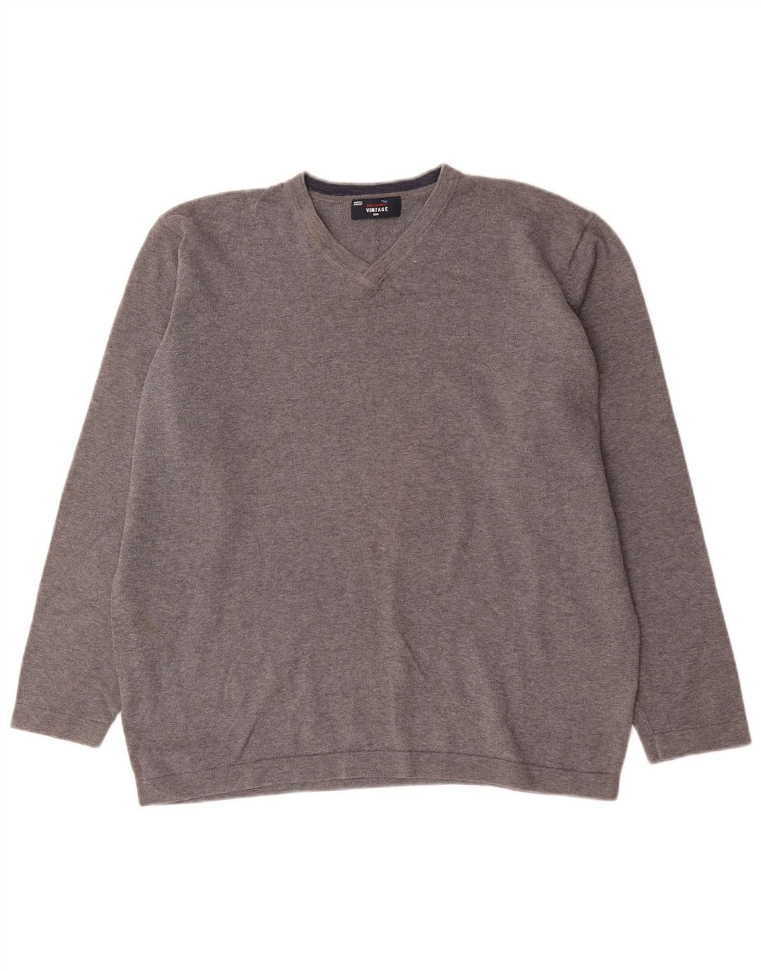 Marks & Spencer Herren-Pullover mit V-Ausschnitt, XL, graue Baumwolle