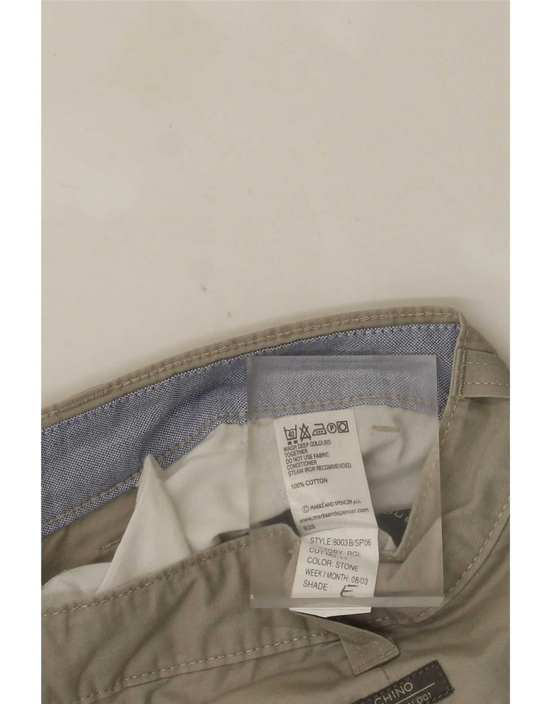 Marks & Spencer Herren Blue Harbor Chino Shorts W36 Large Beige Baumwolle