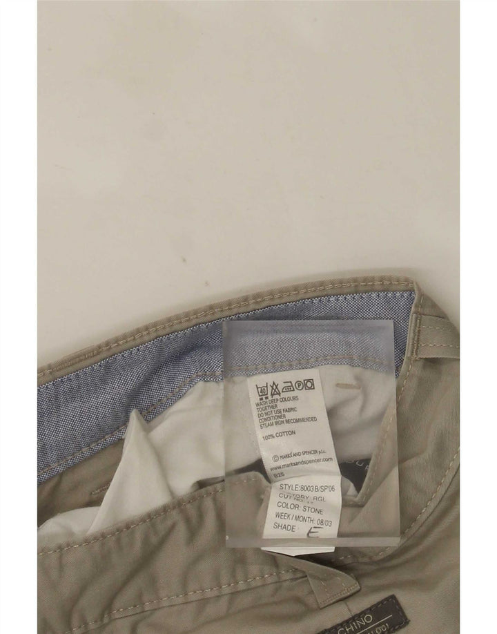 Marks & Spencer Herren Blue Harbor Chino Shorts W36 Large Beige Baumwolle